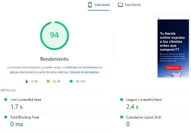 imagen google pagespeed